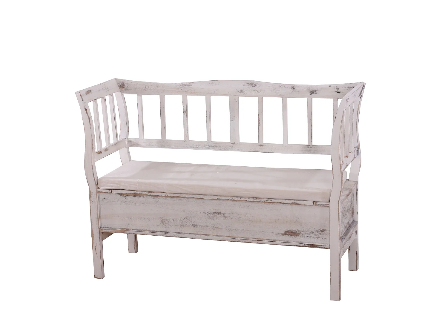 Bank H207 Opbergvak Shabby-look,  wit, shabby