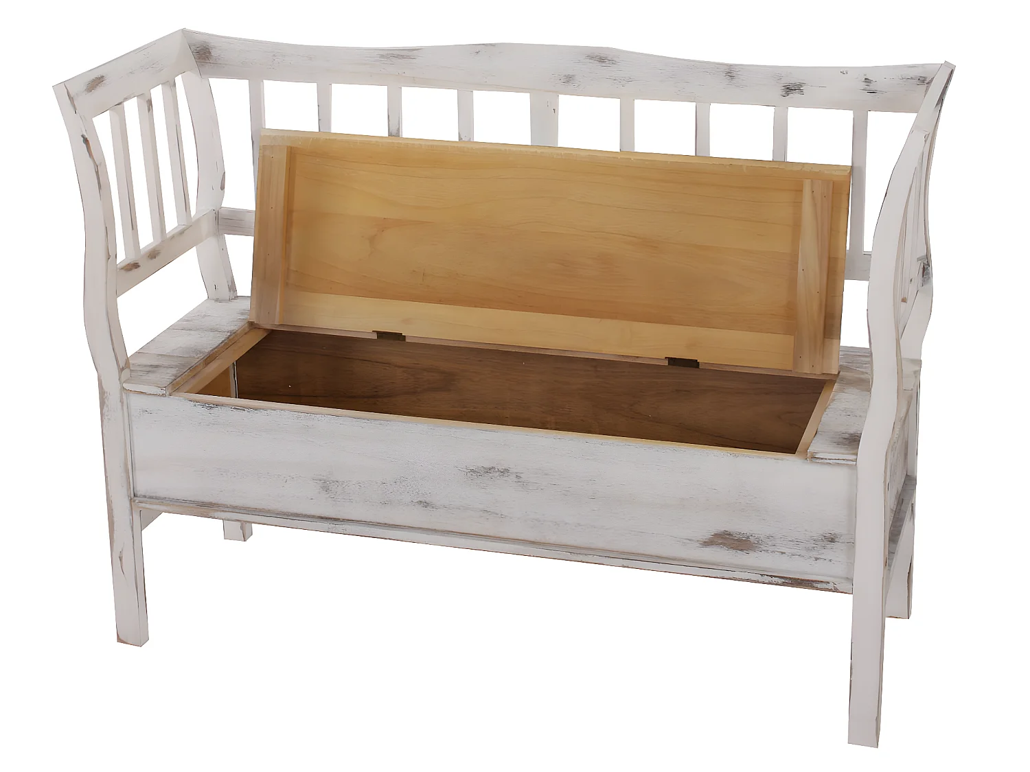 Bank H207 Opbergvak Shabby-look,  wit, shabby