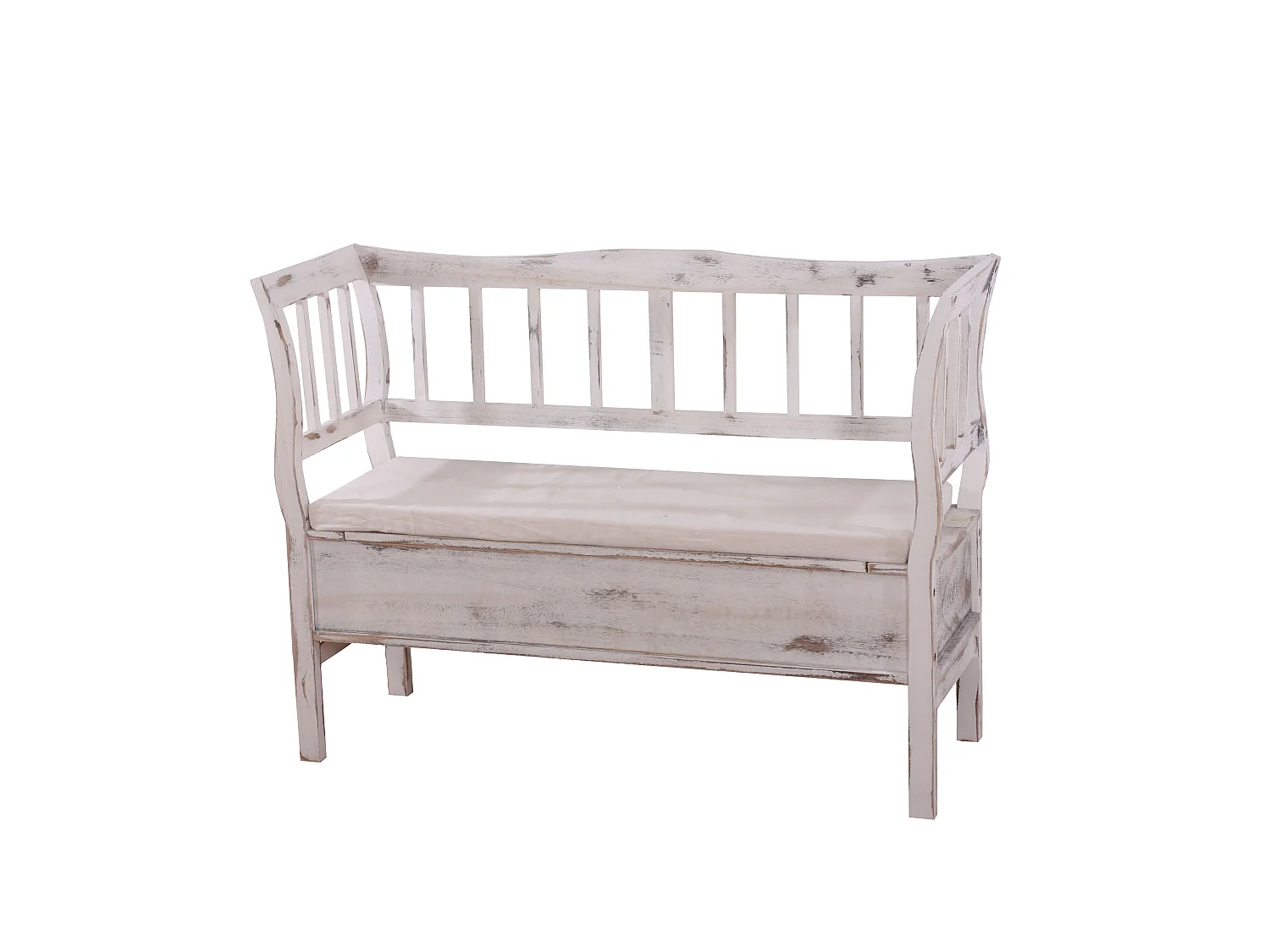 Bank H207 Opbergvak Shabby-look,  wit, shabby