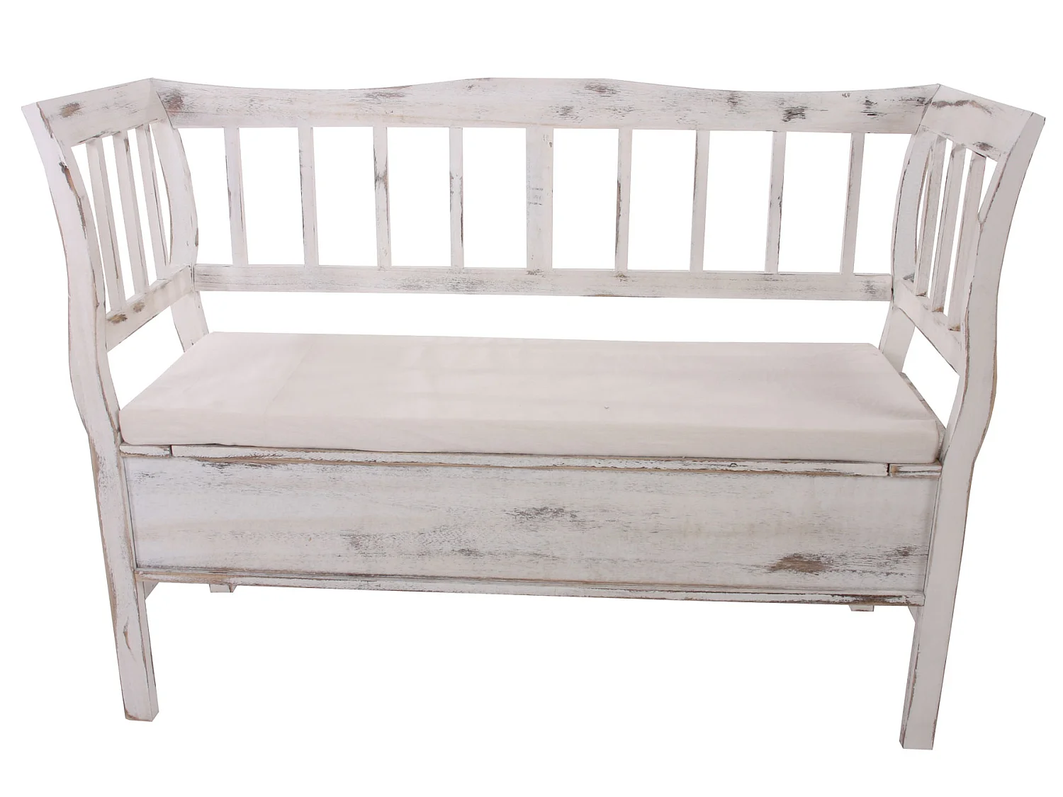 Bank H207 Opbergvak Shabby-look,  wit, shabby