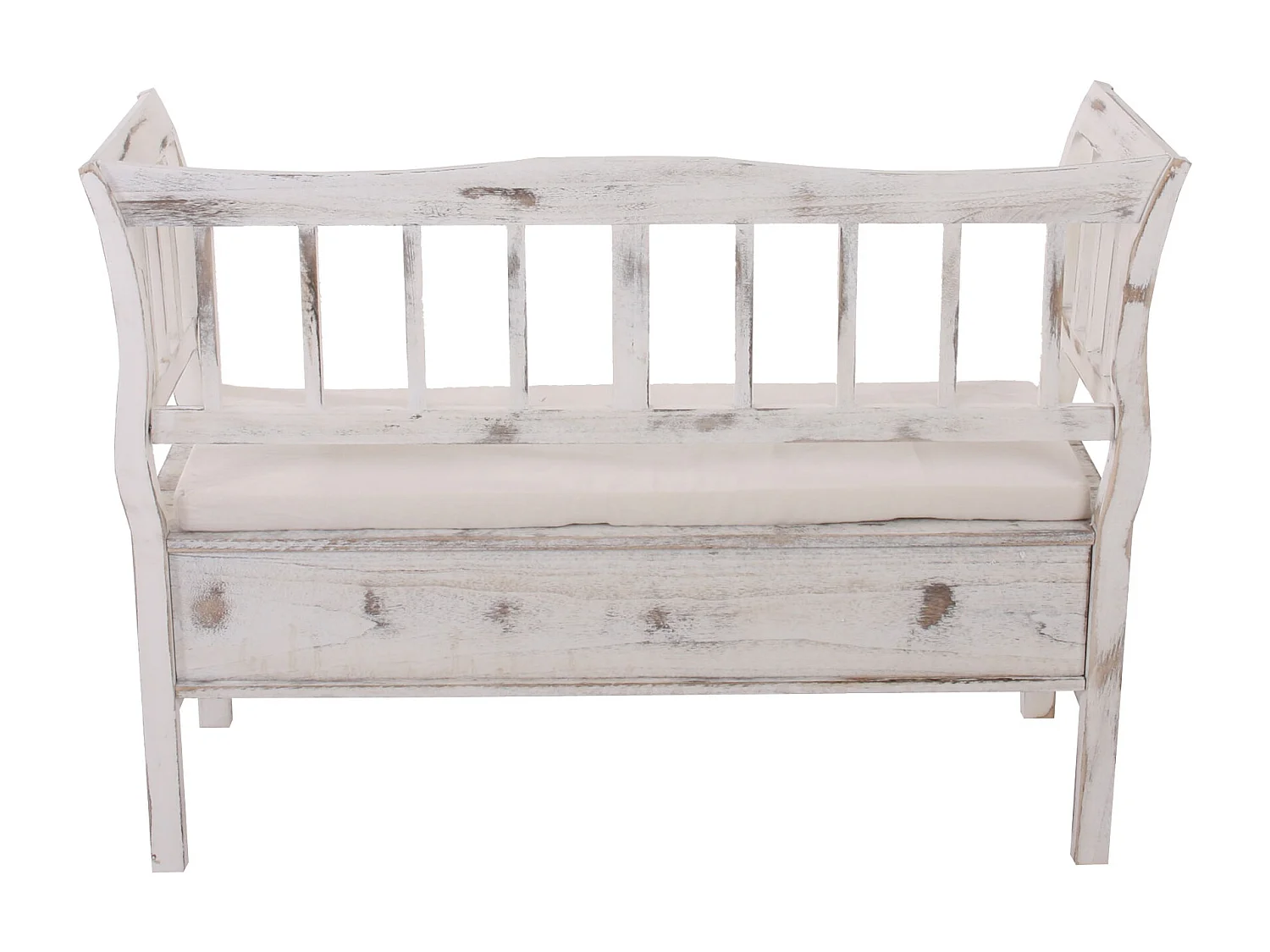 Ławka H207 Schowek Shabby-Look,  biała, shabby