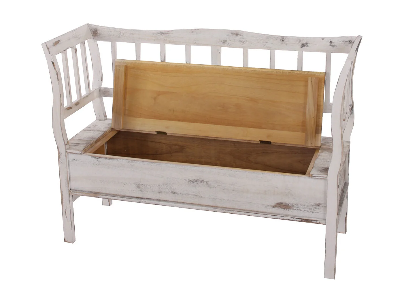 Ławka H207 Schowek Shabby-Look,  biała, shabby
