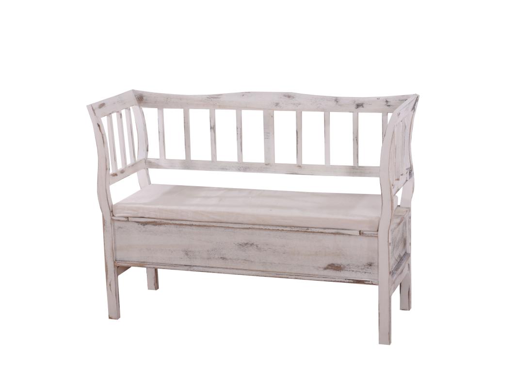 Bankzitting H207 Opbergvak Shabby look,  wit, shabby