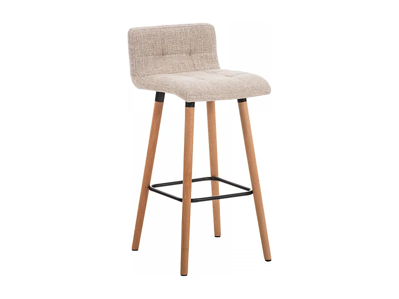 Barhocker - Stoff & schwarz - creme - Lincoln