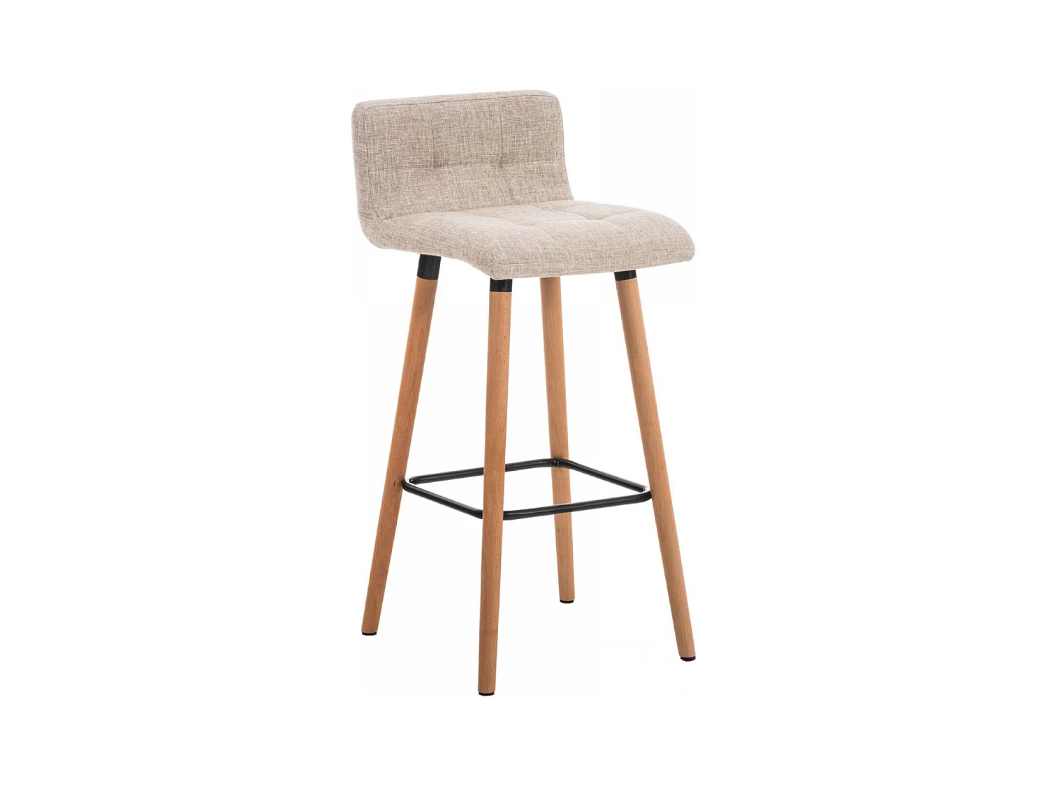 Tabouret de bar - Tissu & Noir - Crème - Lincoln