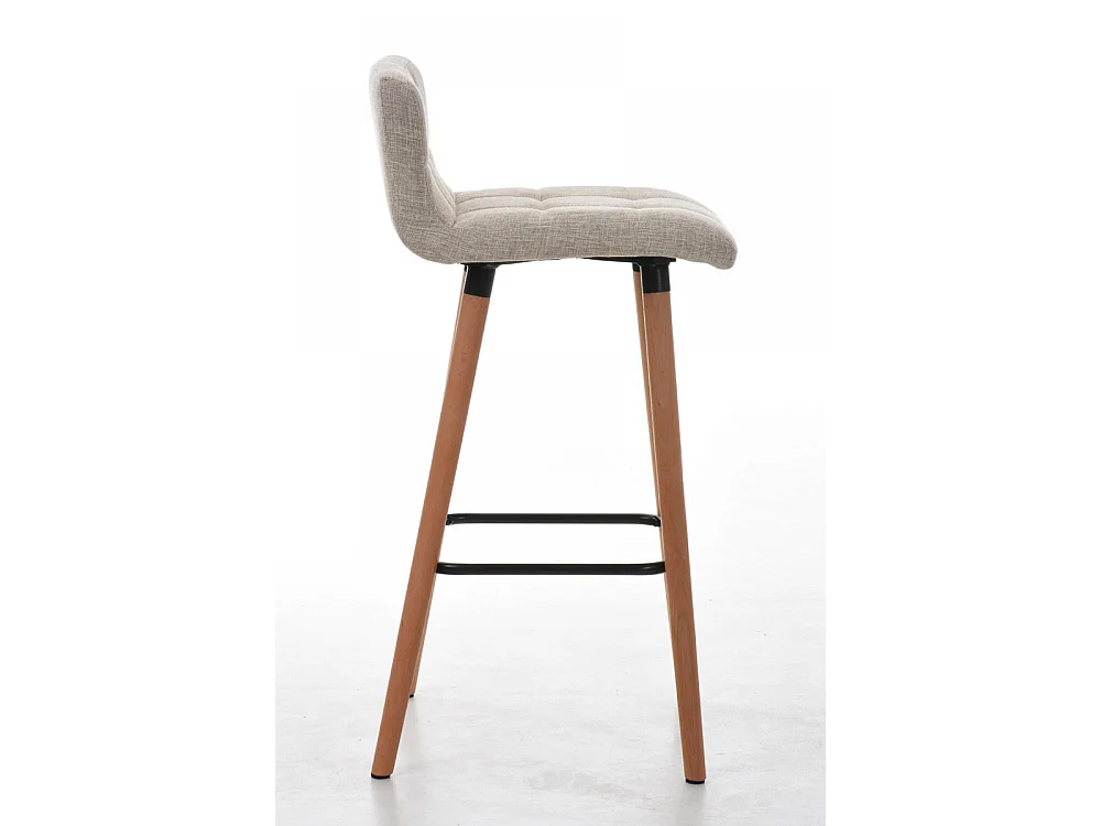 Tabouret de bar - Tissu & Noir - Crème - Lincoln