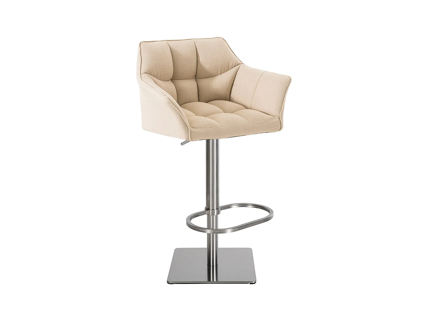 Tabouret de bar - Tissu & Acier inoxydable - Crème - Damaso