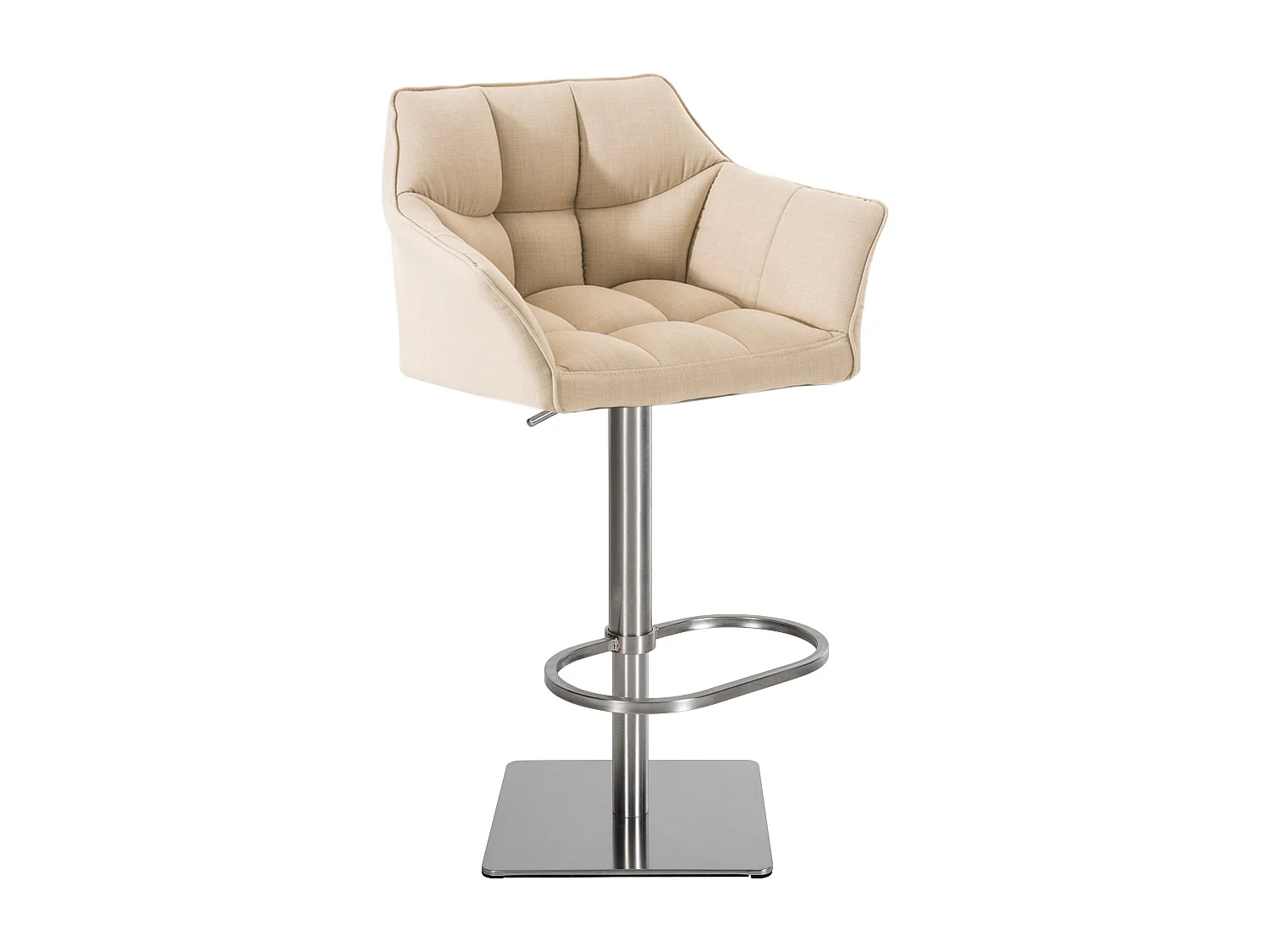 Tabouret de bar - Tissu & Acier inoxydable - Crème - Damaso