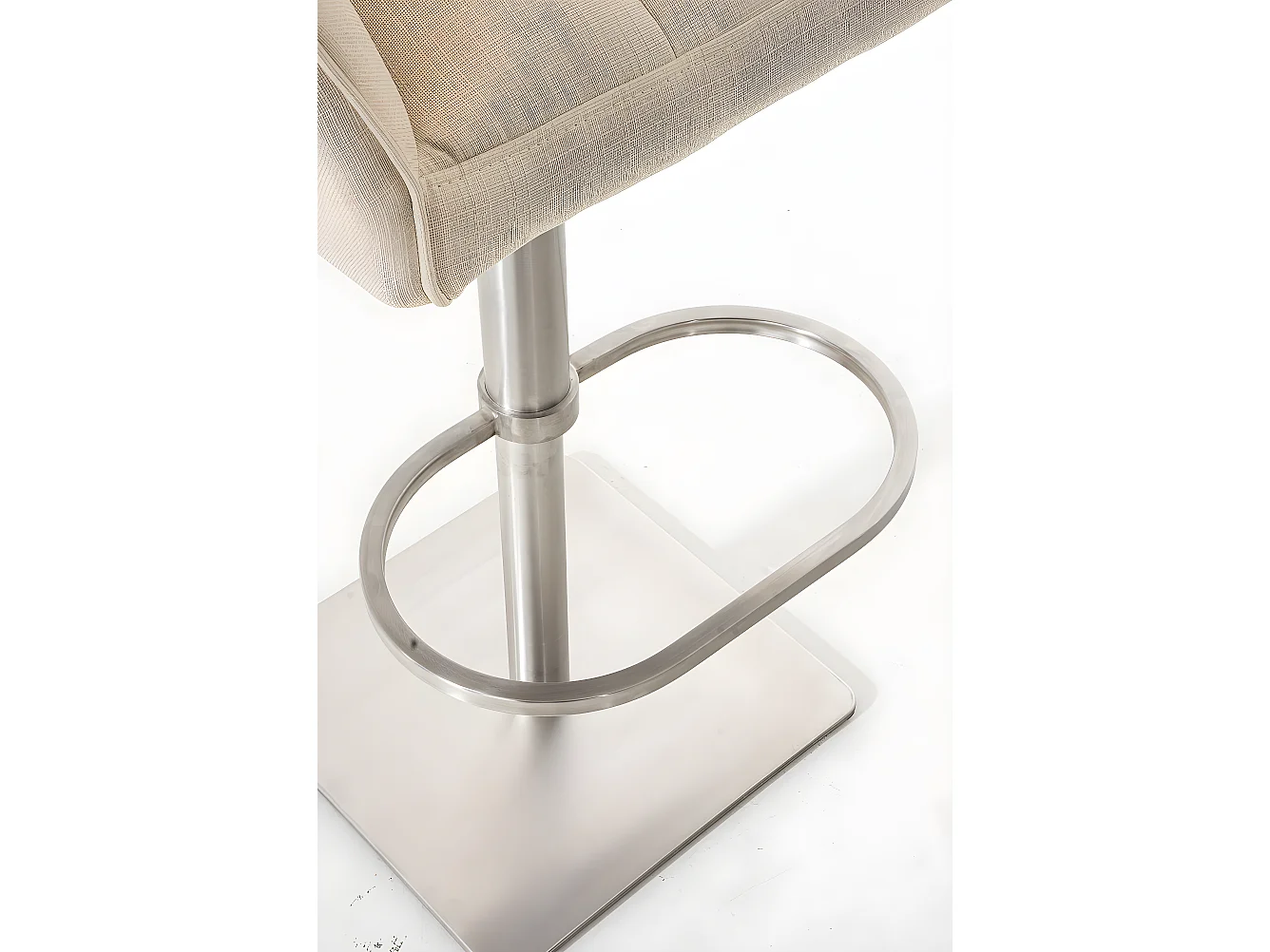Tabouret de bar - Tissu & Acier inoxydable - Crème - Damaso