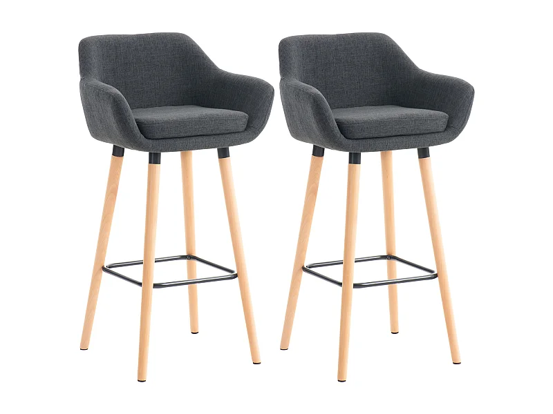 2er Set Barhocker - Stoff & Holz - dunkelgrau - Grant