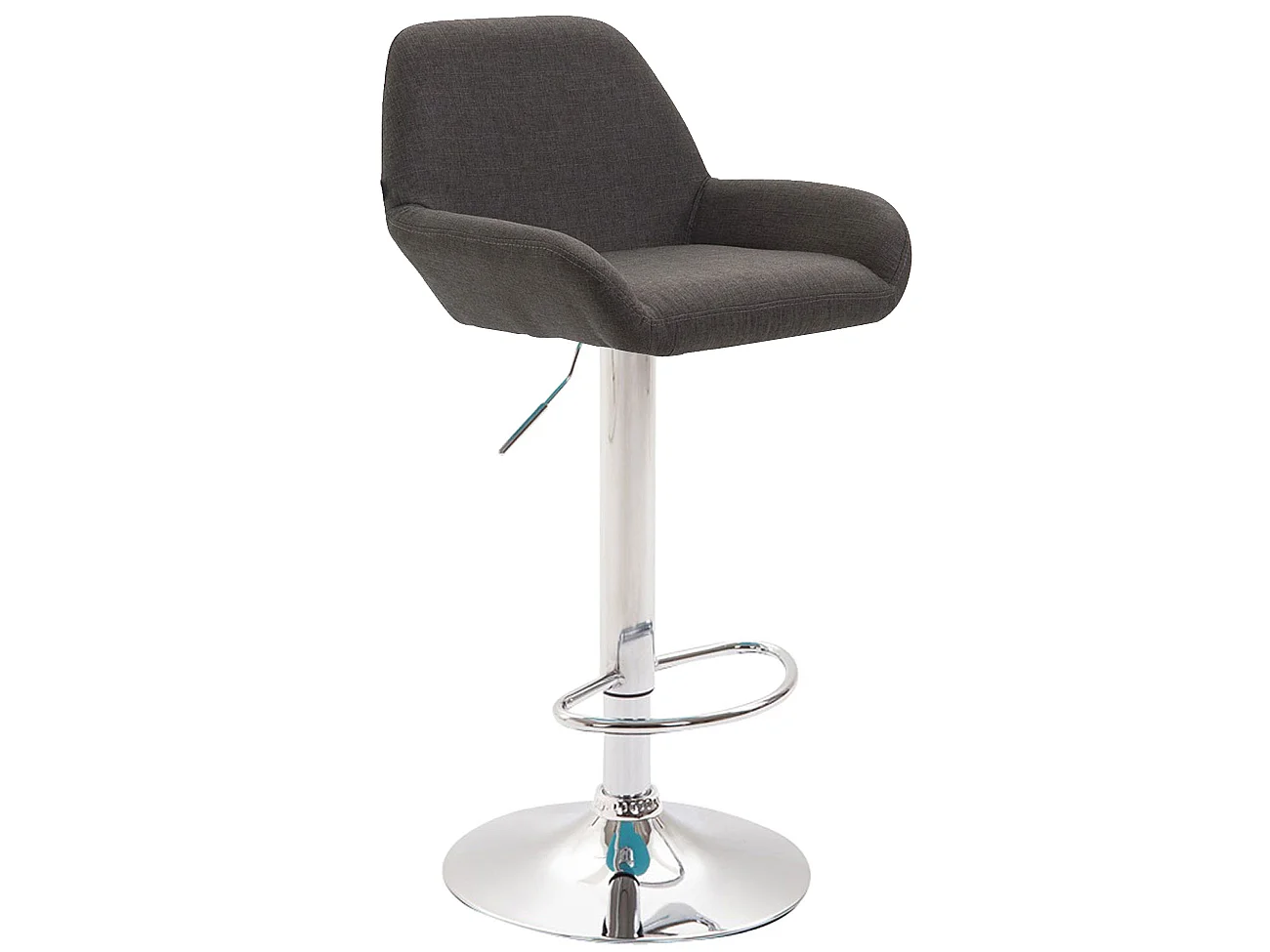 Lot de 2 Tabourets de bar - Tissu & Métal chromé - Gris foncé - Braga