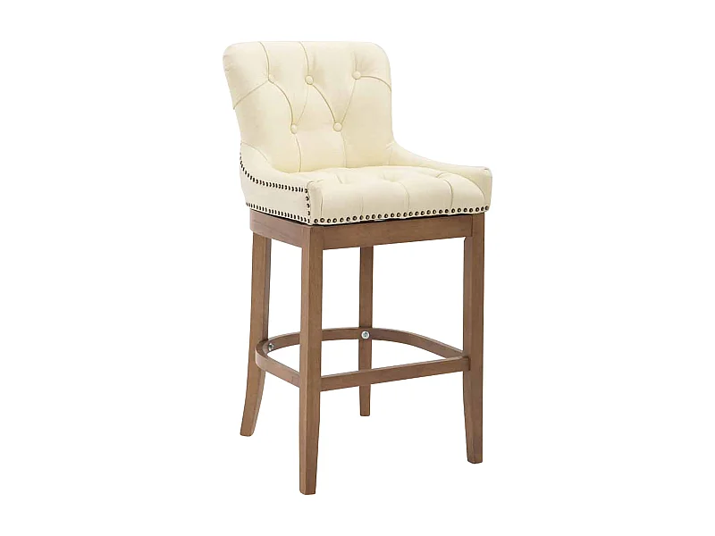Barhocker - Echtleder & Holz - creme - Lakewood