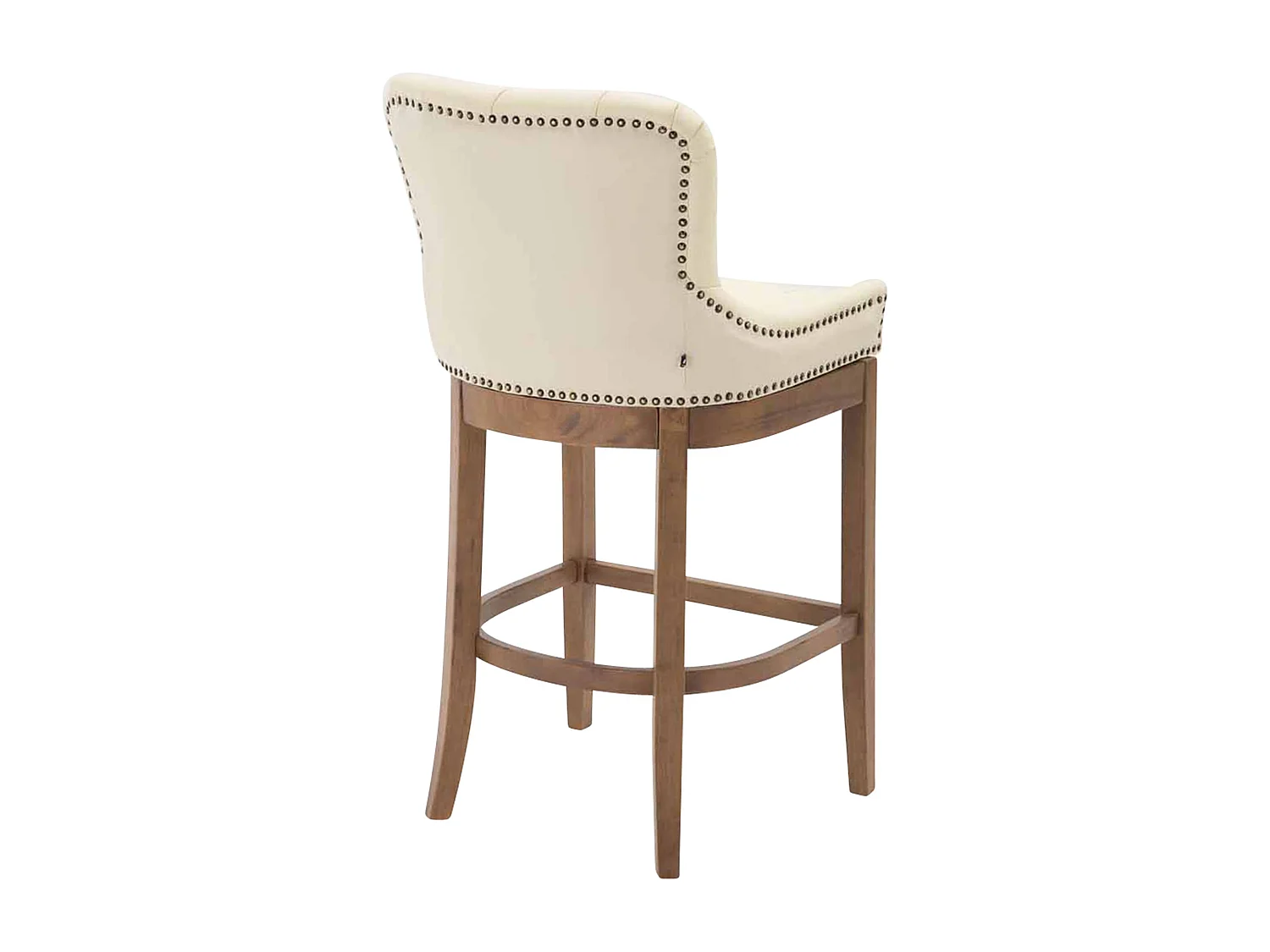 Barhocker - Echtleder & Holz - creme - Lakewood