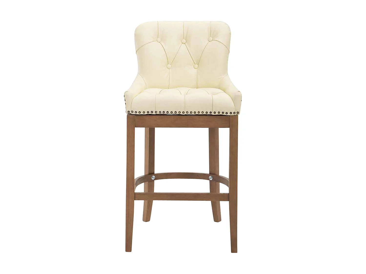 Barhocker - Echtleder & Holz - creme - Lakewood