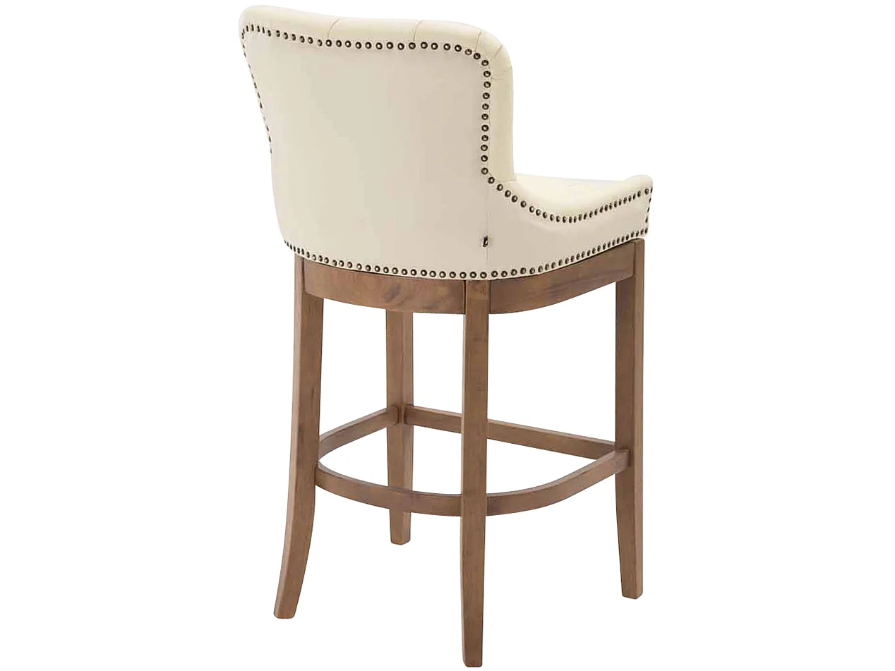 Tabouret de bar - Véritable cuir & Antique clair - Crème - Lakewood