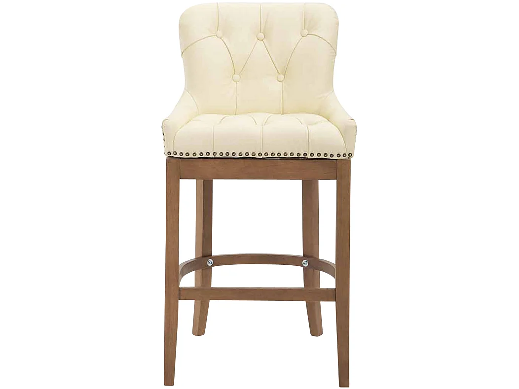Tabouret de bar - Véritable cuir & Antique clair - Crème - Lakewood