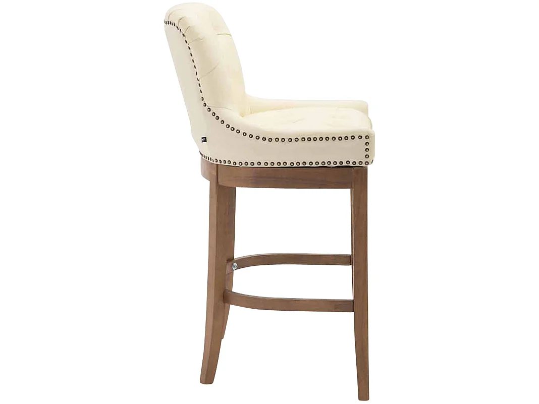 Tabouret de bar - Véritable cuir & Antique clair - Crème - Lakewood