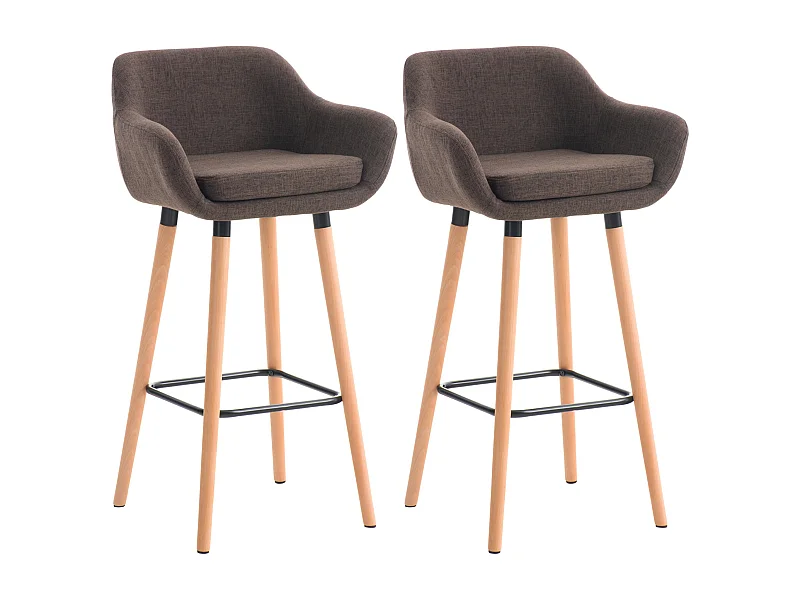 2er Set Barhocker - Stoff & Holz - braun - Grant
