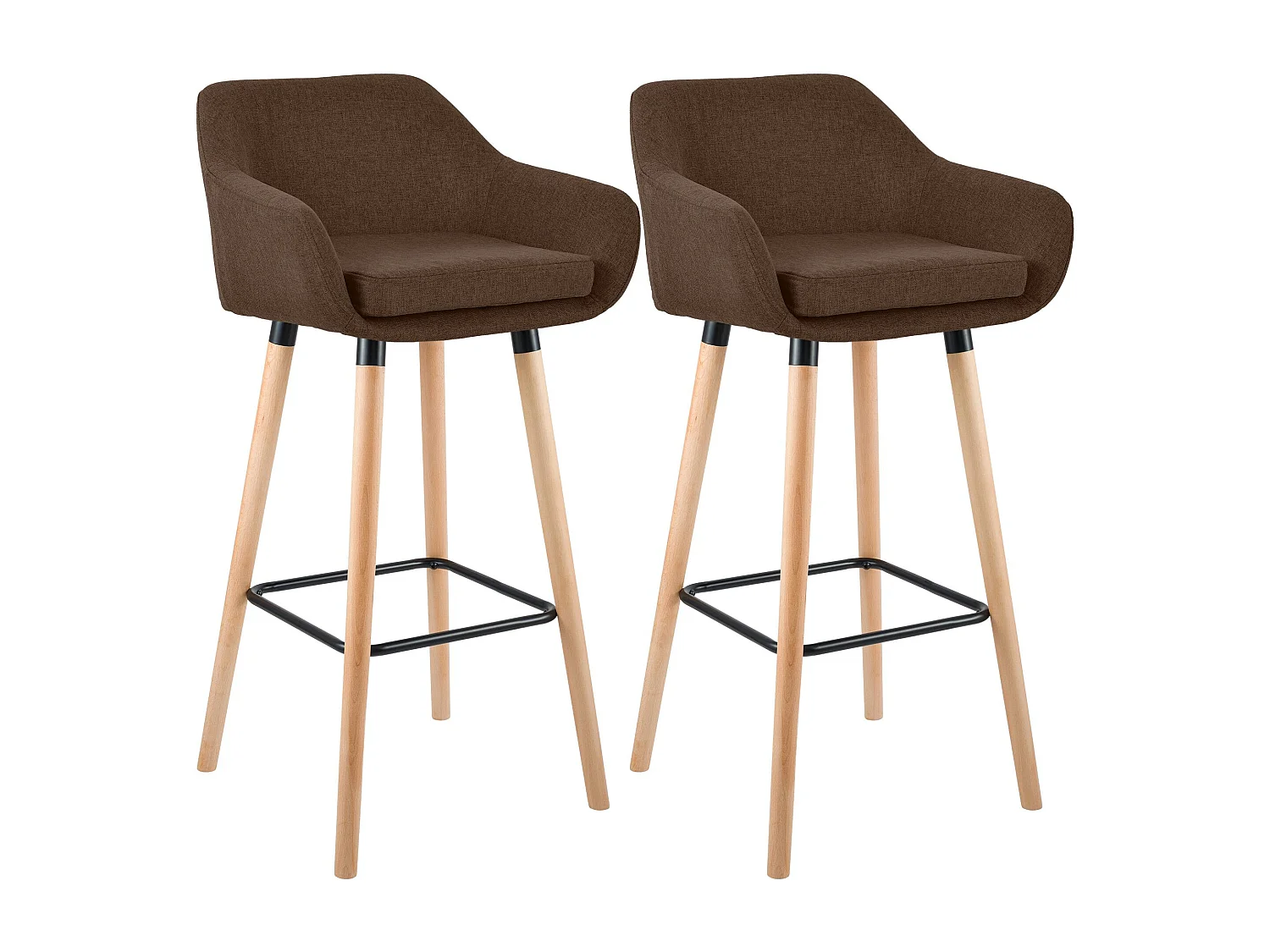 Lot de 2  Tabouret de bar - Tissu - Marron - Grant