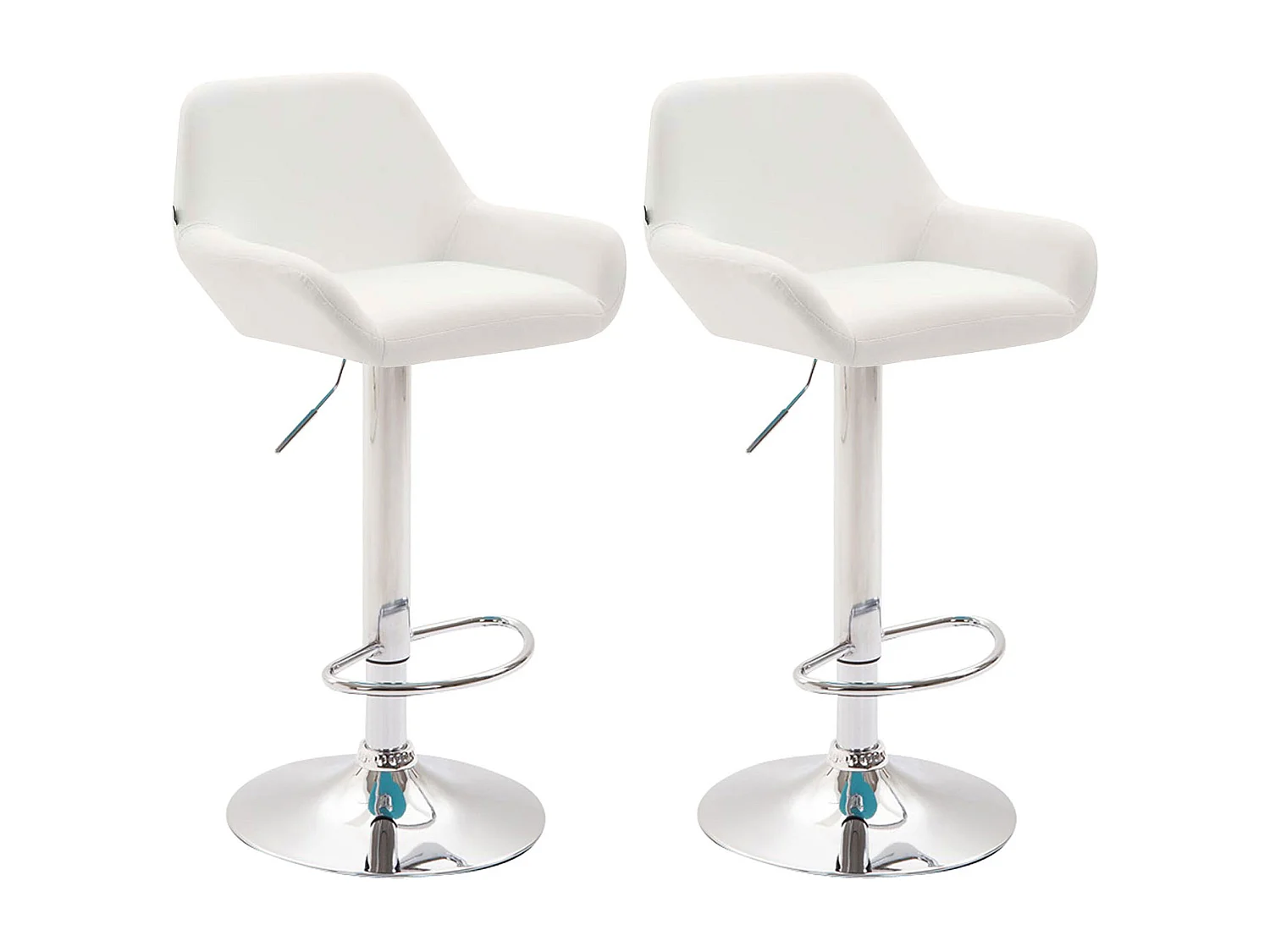 Set van 2 Barkruk - Kunstleer (PVC) & Metaal mat zwart - wit - Braga