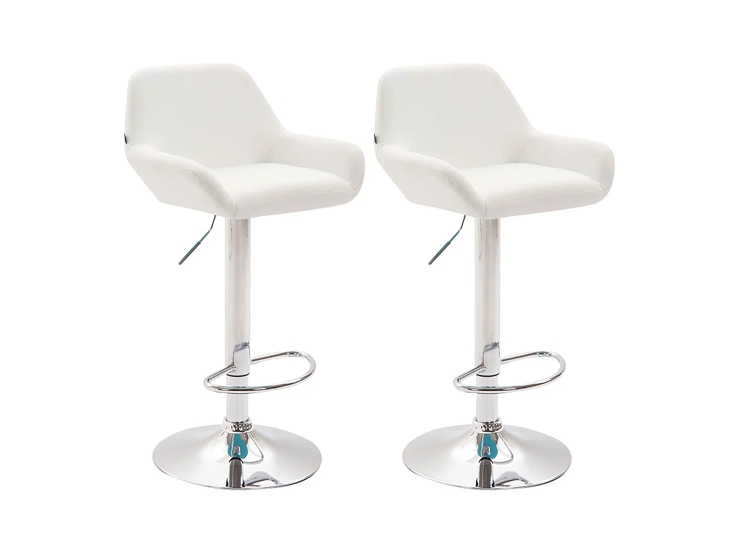 Lot de 2 Tabourets de bar - Similicuir (PVC) & Métal noir mat - Blanc - Braga