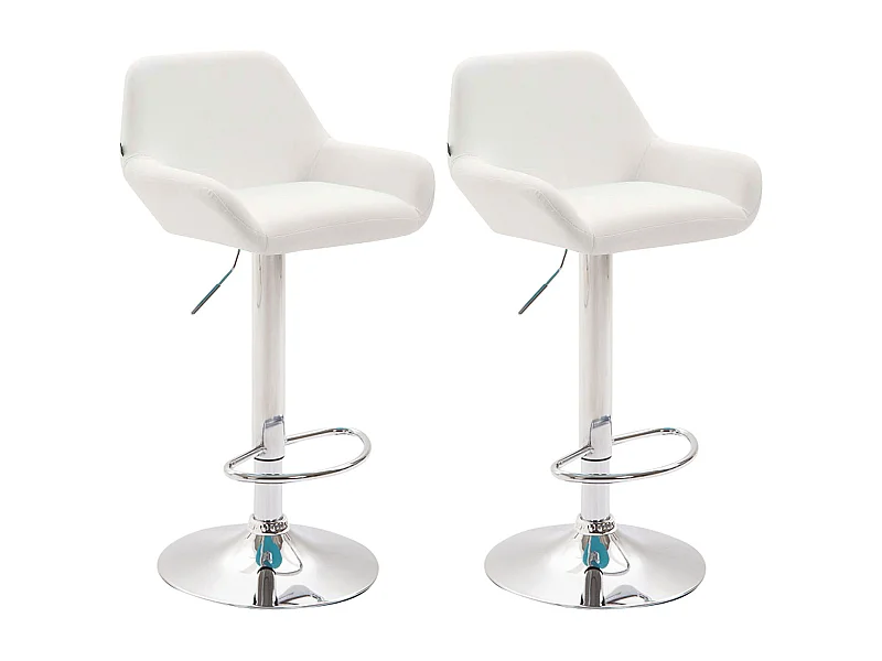 2er Set Barhocker - Kunstleder (PVC) & Metall matt schwarz - weiß - Braga