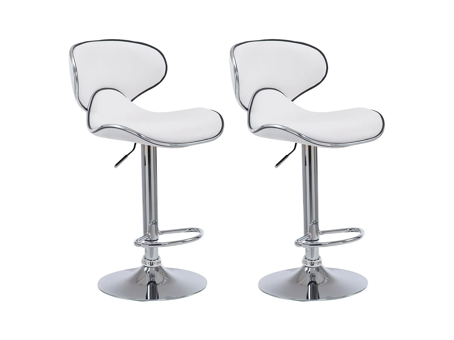 Lot de 2  Tabouret de bar - Similicuir & Chrome - Blanc - Las Vegas v2
