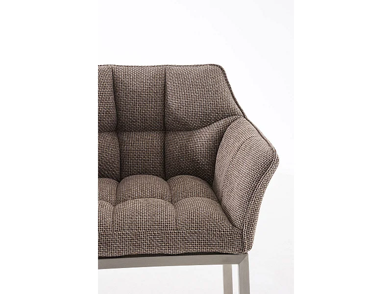 Tabouret de bar - Tissu & Acier inoxydable - Marron terre - Damaso