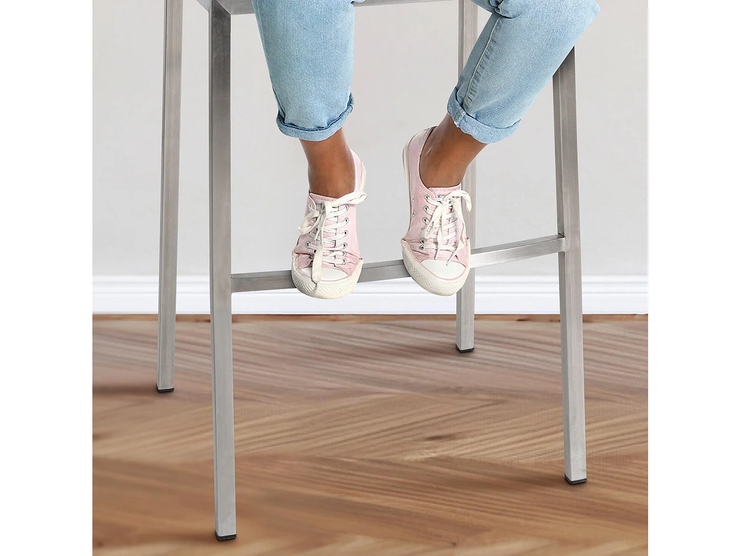 Tabouret de bar - Tissu & Acier inoxydable - Marron terre - Damaso