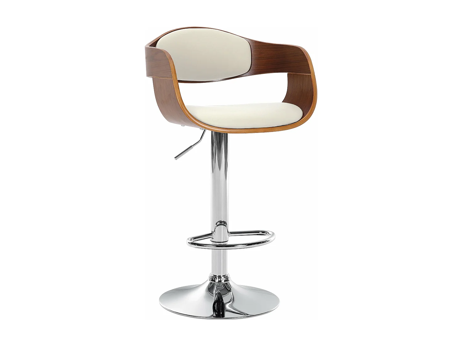 Tabouret de bar - Similicuir - Noyer / Blanc - Kingston