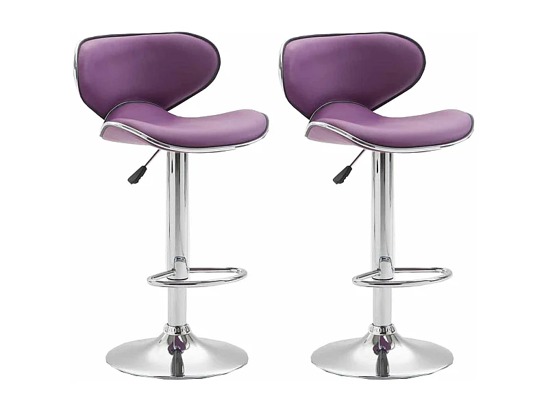 Lot de 2  Tabouret de bar - Similicuir & Chrome - Violet - Las Vegas v2