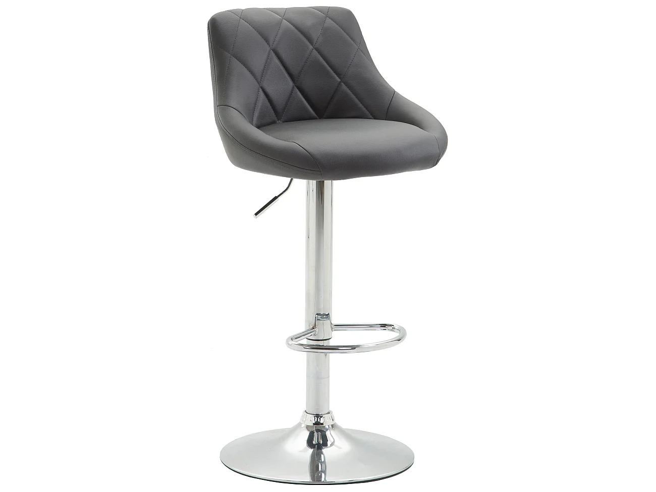 Tabouret de bar - Similicuir & Chrome - Gris - Lazio