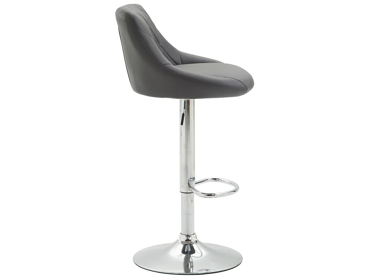 Tabouret de bar - Similicuir & Chrome - Gris - Lazio