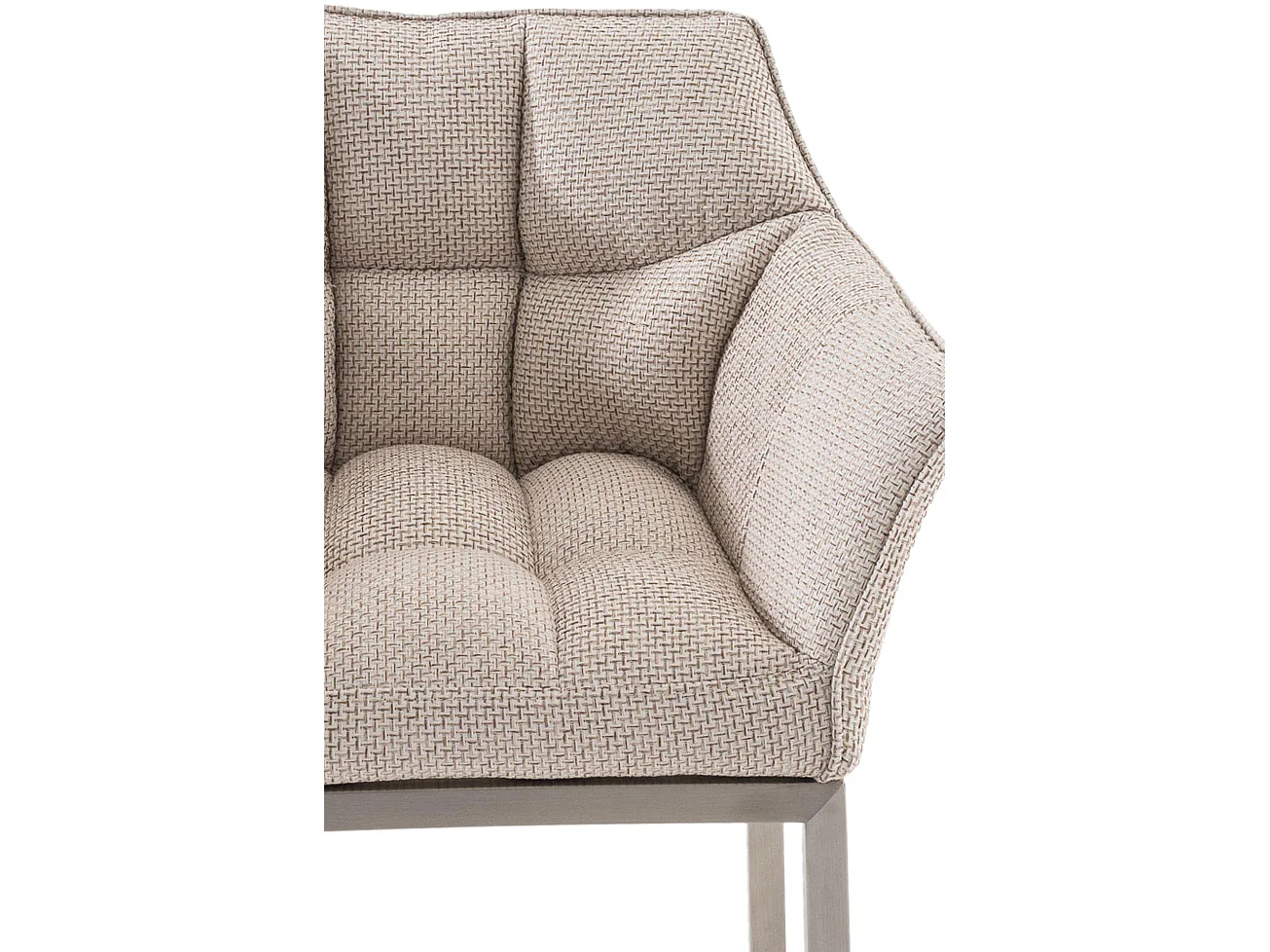 Tabouret de bar - Tissu & Acier inoxydable - Ivoire - Damaso