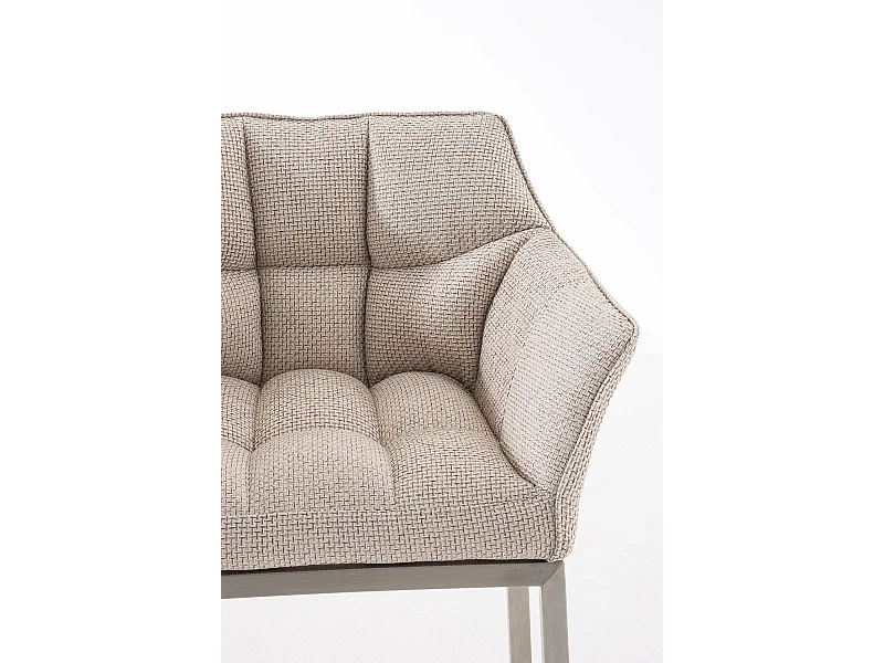 Tabouret de bar - Tissu & Acier inoxydable - Ivoire - Damaso