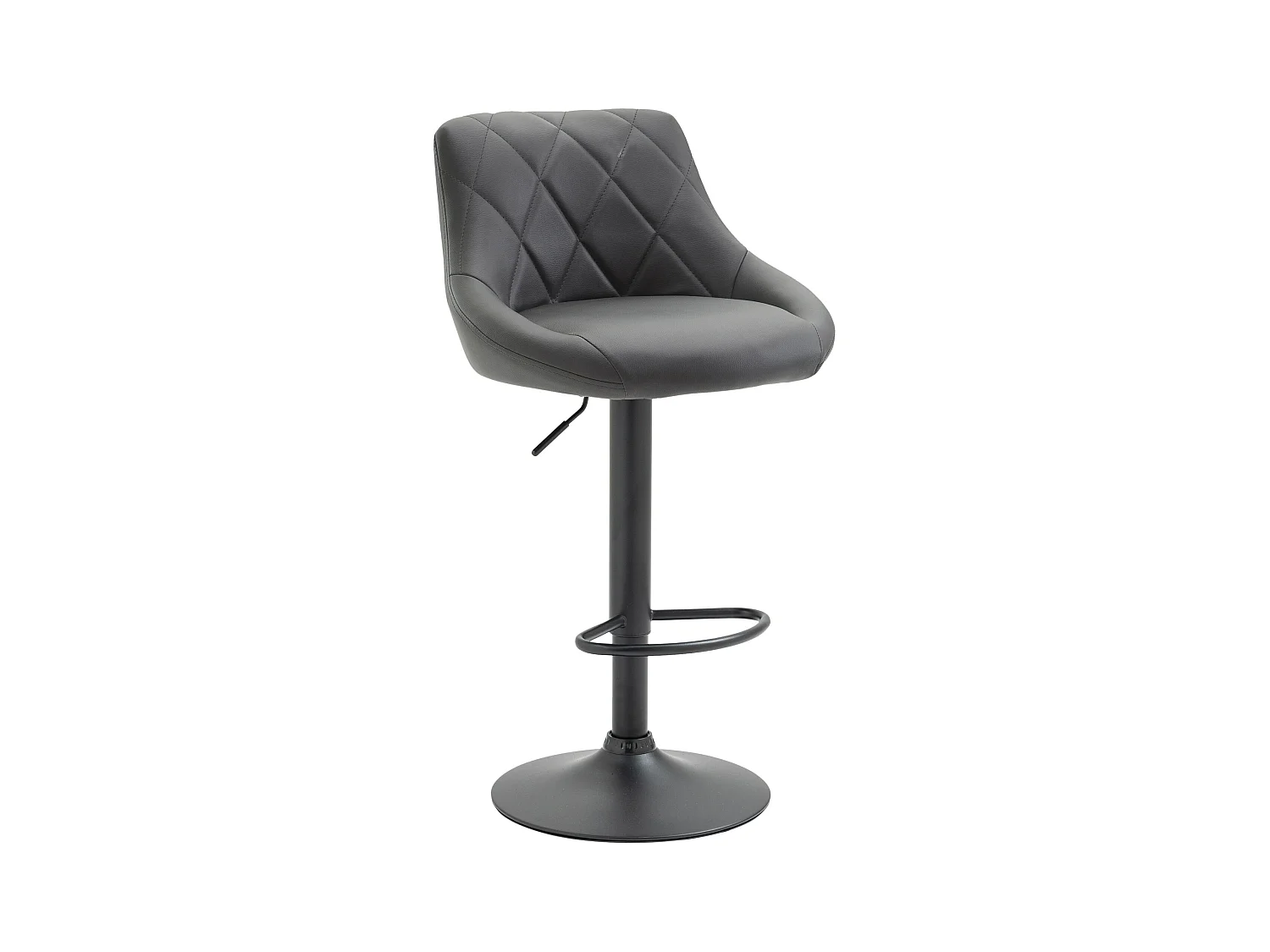Tabouret de bar - Similicuir & Noir - Gris - Lazio