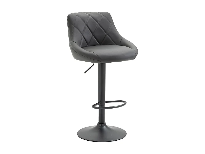 Tabouret de bar - Similicuir & Noir - Gris - Lazio