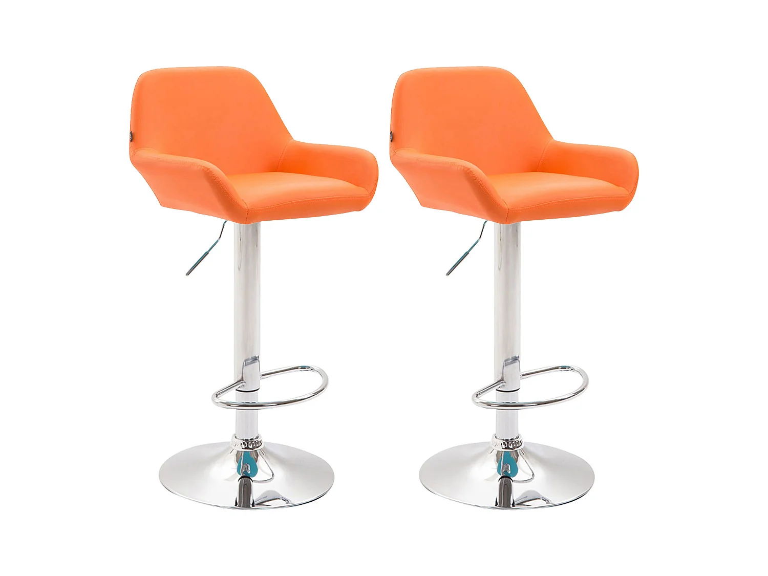 Lot de 2 Tabourets de bar - Similicuir (PVC) & Métal noir mat - Orange - Braga
