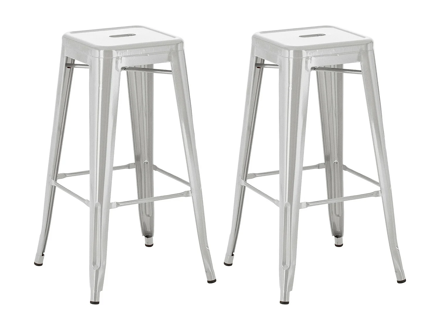 2er Set Barhocker - Metall - silber - Joshua