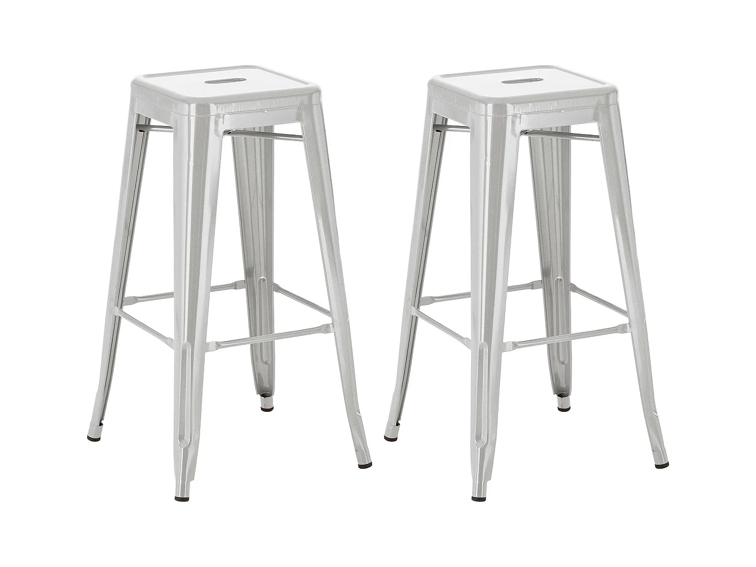 Lot de 2  Tabouret de bar - Métal - Argent - Joshua