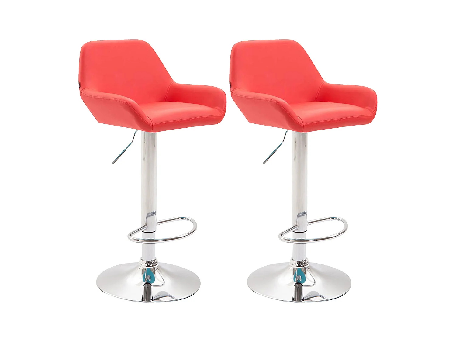 Lot de 2 Tabourets de bar - Similicuir (PVC) & Métal noir mat - Rouge - Braga