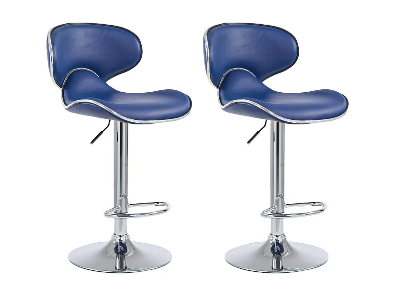 2er Set Barhocker - Kunstleder & chrom - blau - Las Vegas v2