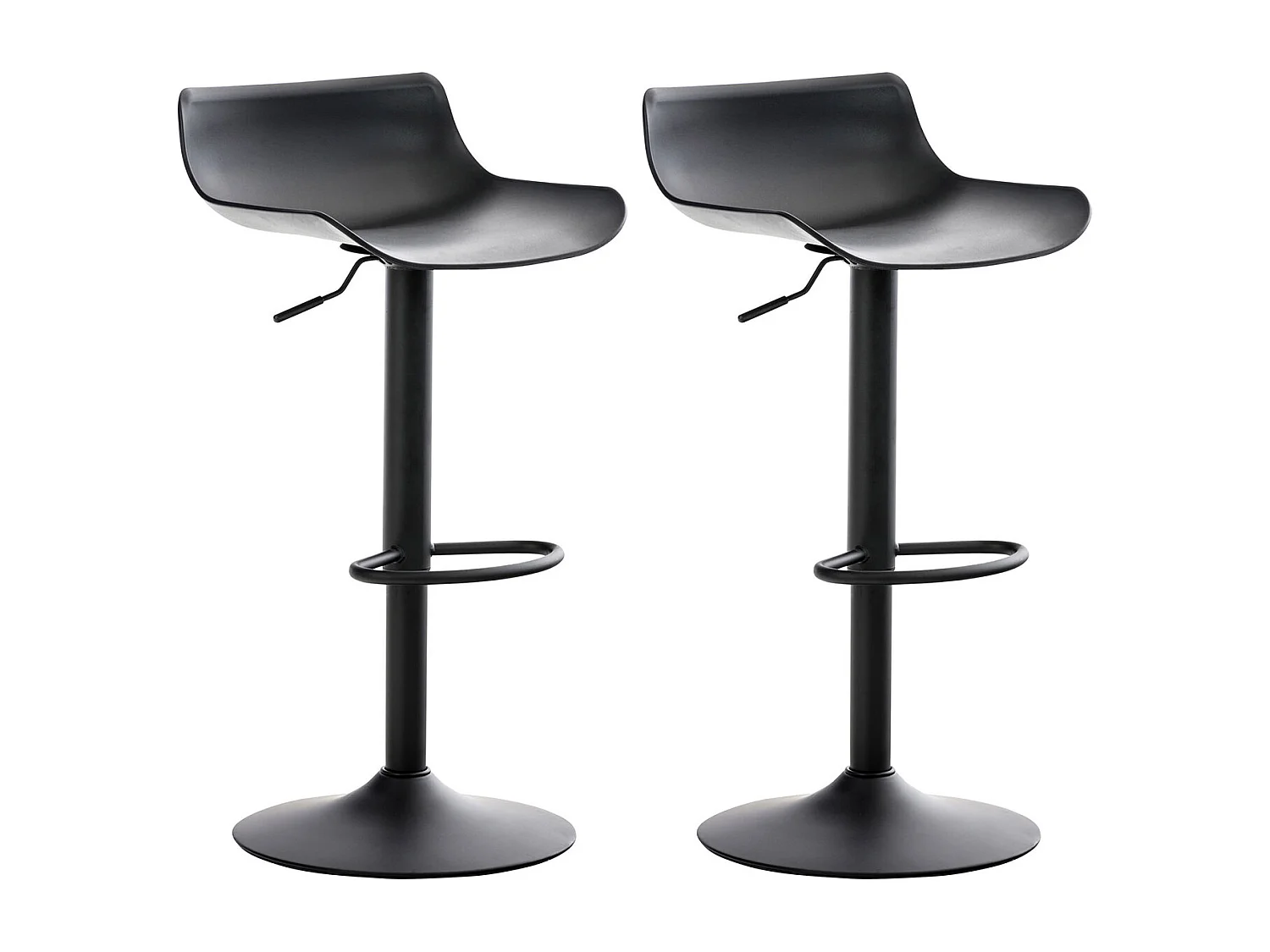 Lot de 2  Tabouret de bar - Plastique & Chrome - Noir - Aveiro