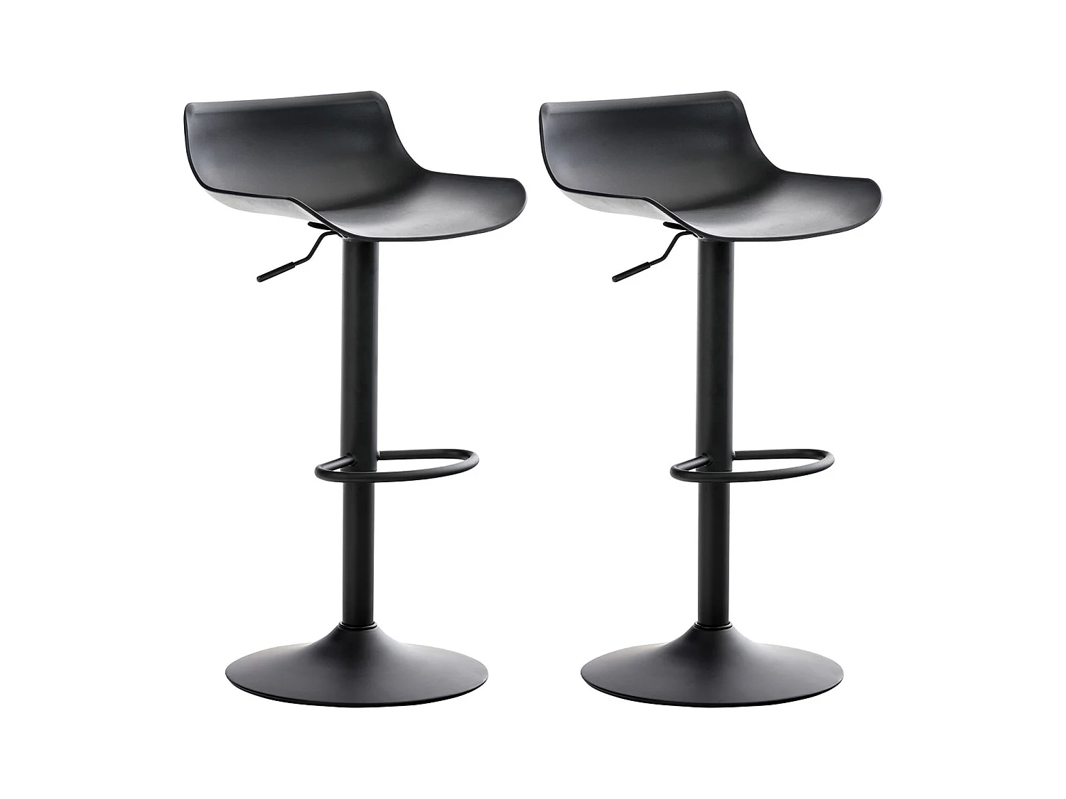 Lot de 2  Tabouret de bar - Plastique & Chrome - Noir - Aveiro