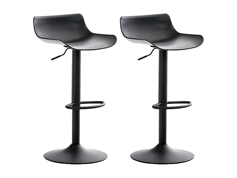 Lot de 2  Tabouret de bar - Plastique & Chrome - Noir - Aveiro