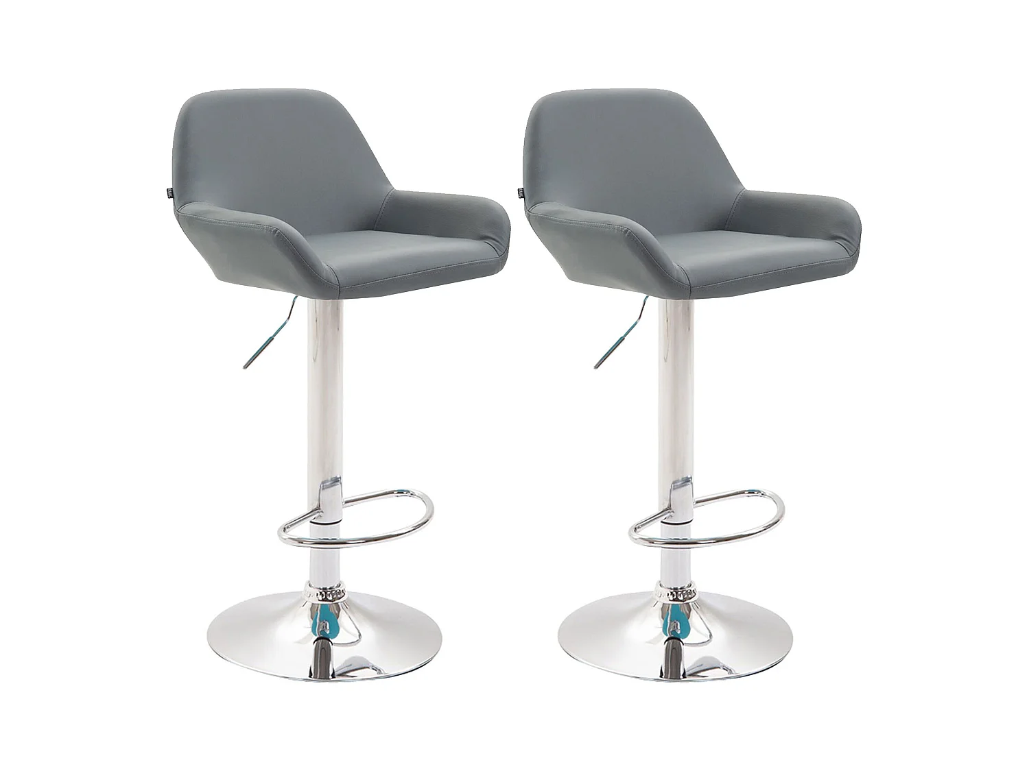 Lot de 2  Tabouret de bar - Similicuir (PVC) & Chrome - Gris - Braga