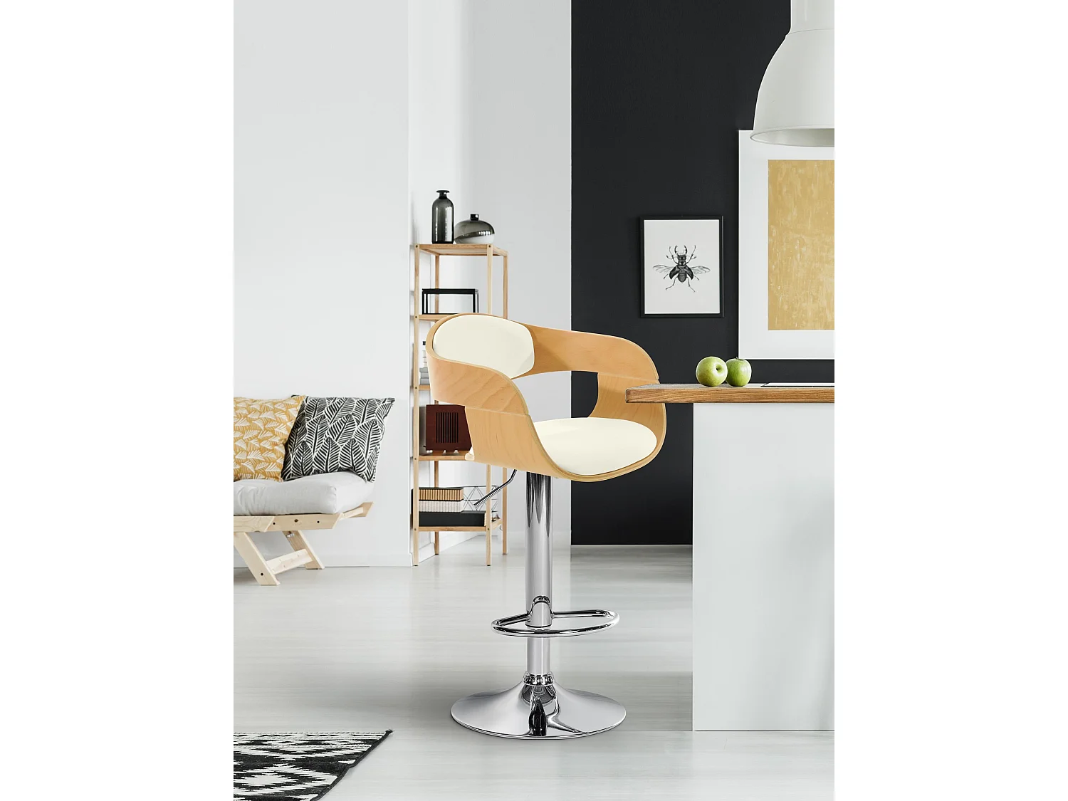 Barkruk - Kunstleer - natura/wit - Kingston