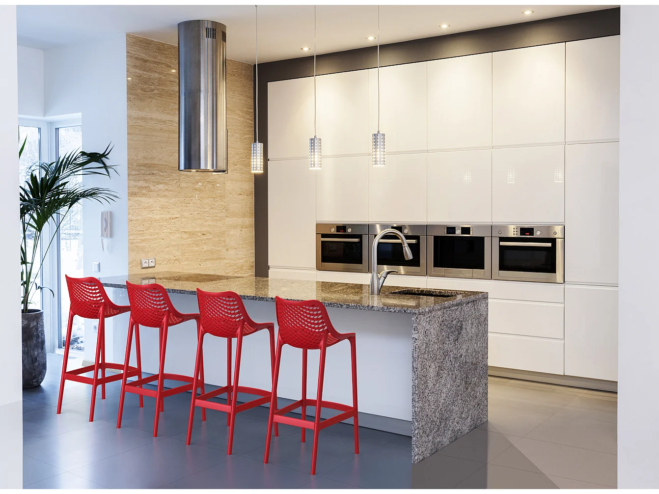 Tabouret de bar - Plastique - Rouge - Air