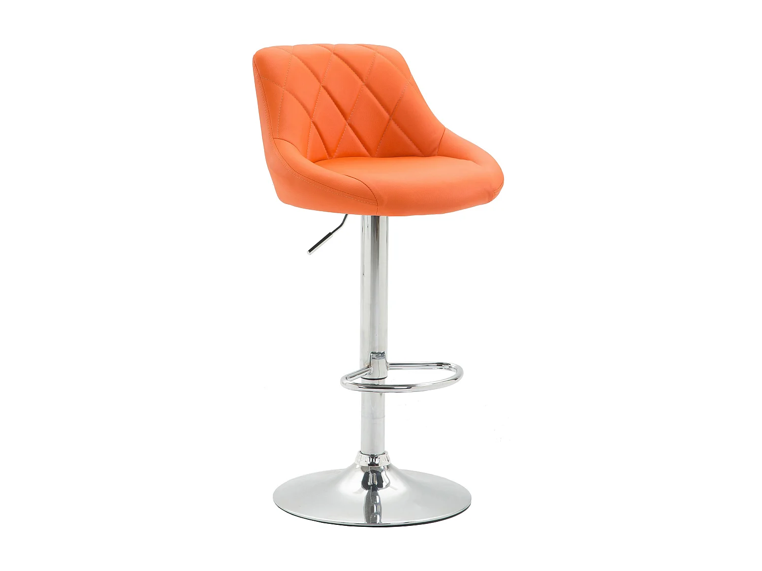 Tabouret de bar - Similicuir & Chrome - Orange - Lazio