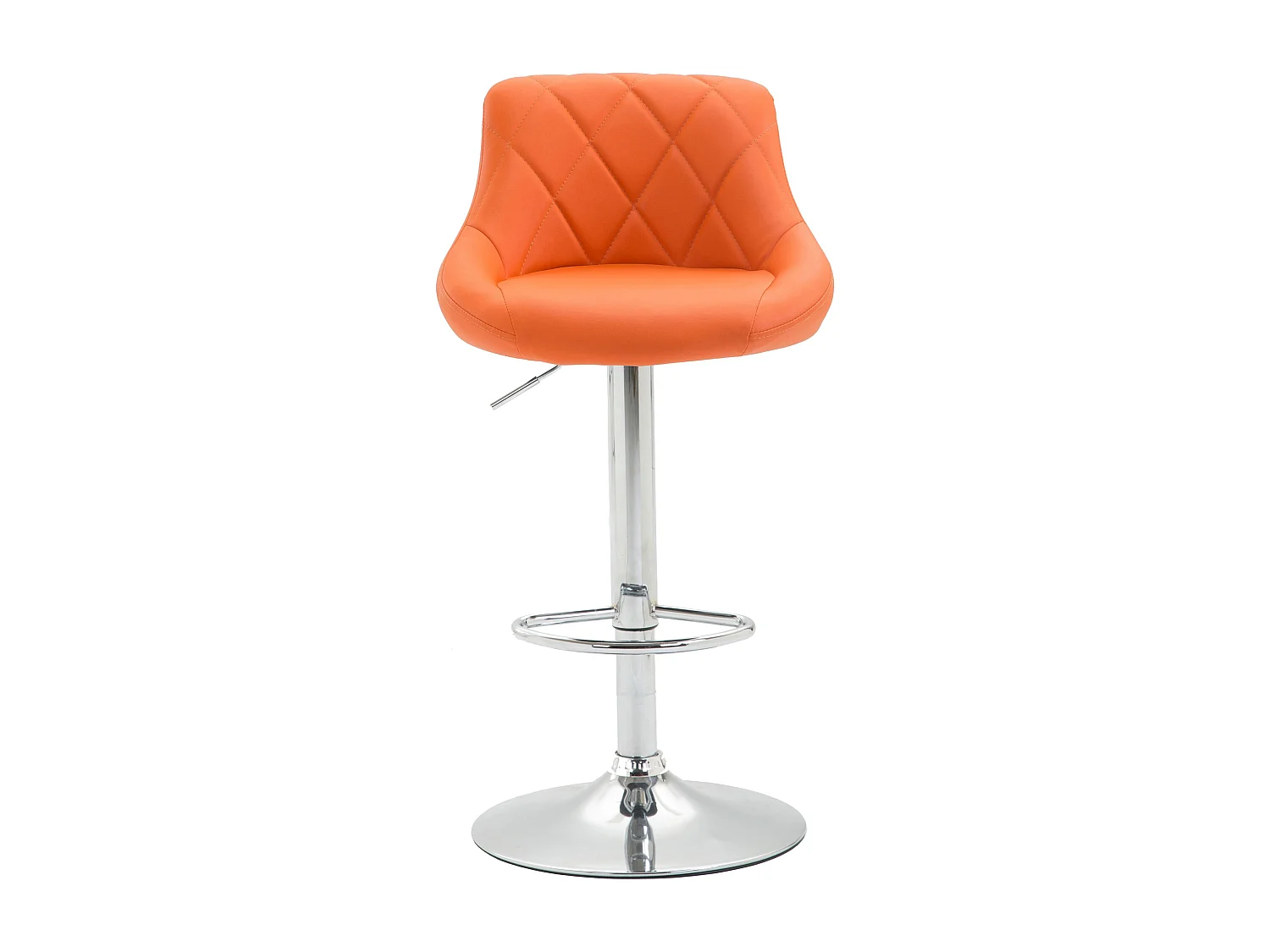 Tabouret de bar - Similicuir & Chrome - Orange - Lazio